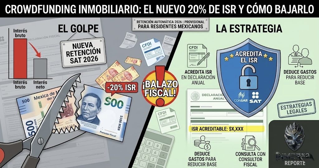 El nuevo ISR 20% que te come tu crowdfunding inmobiliario (y cómo bajarlo)