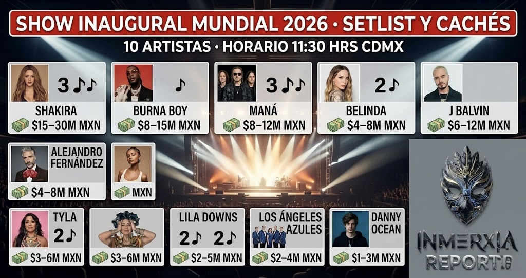 Show inaugural Mundial 2026 · setlist y cuánto cobraría cada artista