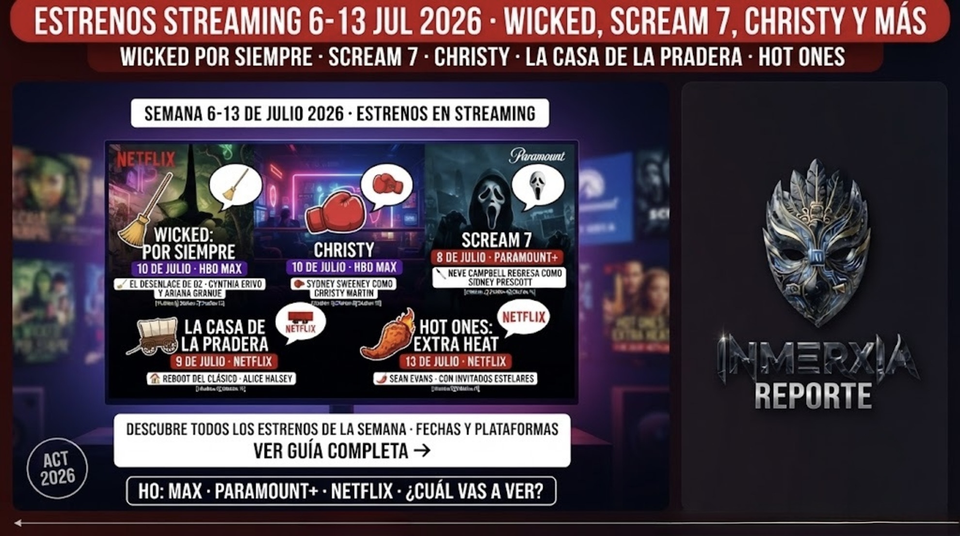 Estrenos streaming 6-13 jul · Wicked por siempre, Scream 7 y Christy