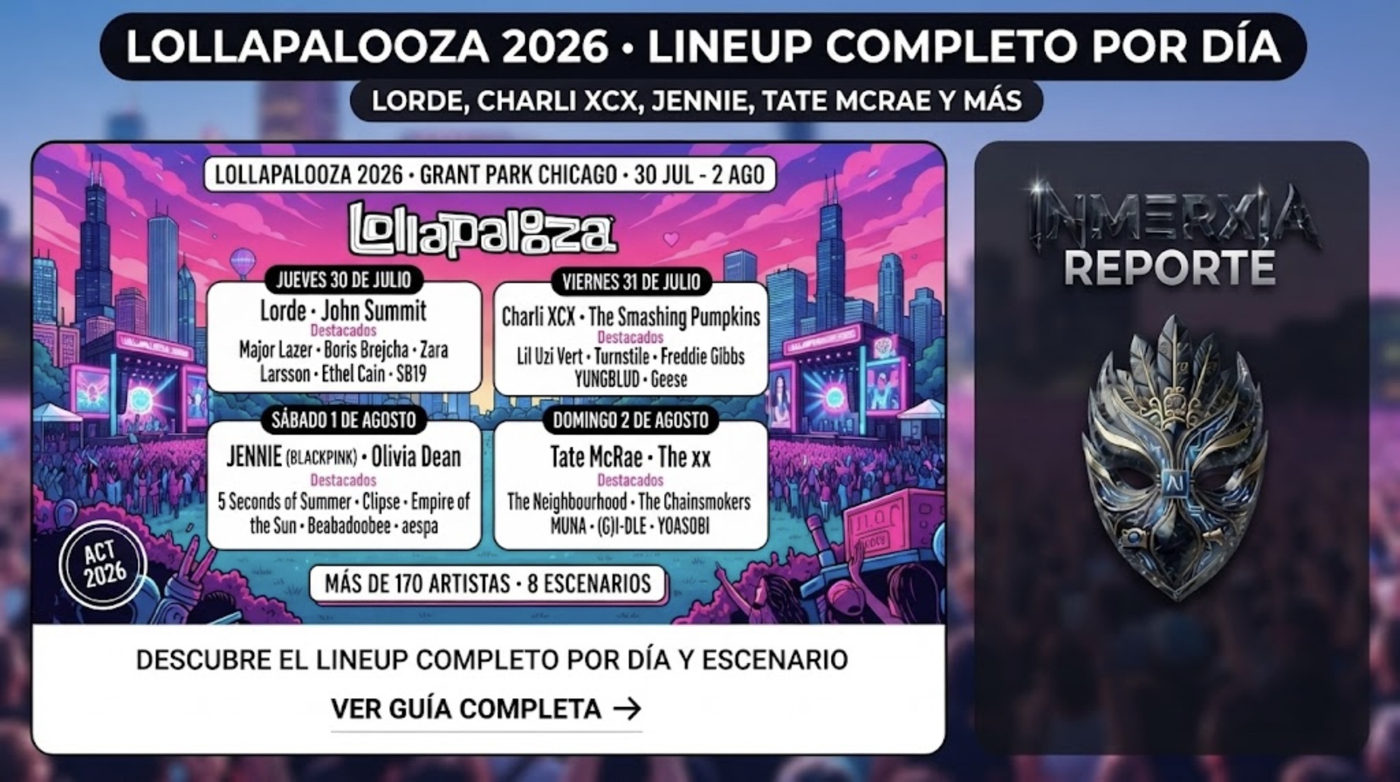 Lollapalooza 2026 lineup by day: who plays when at Grant Park?