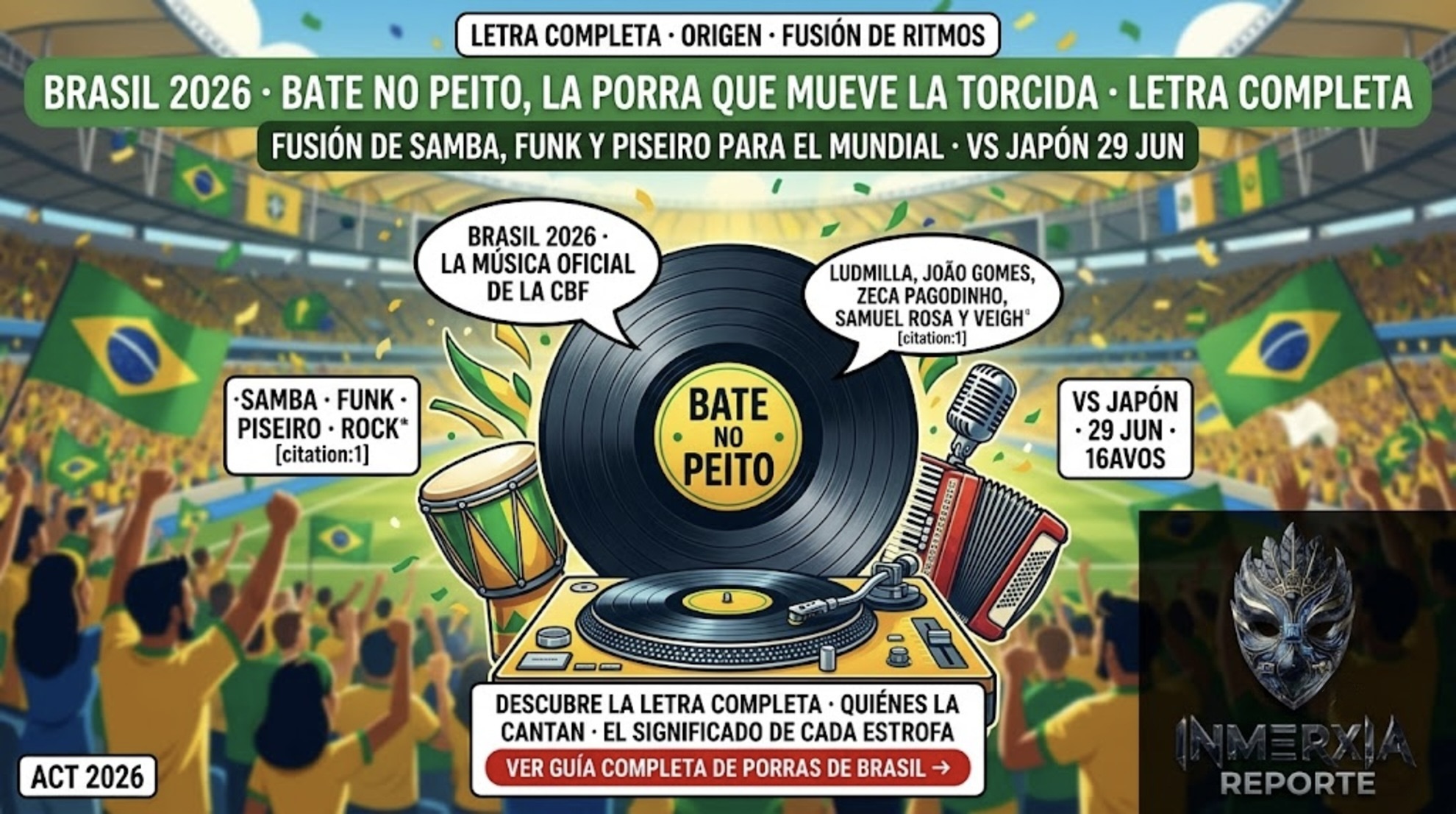 Brasil 2026: Bate no Peito, la música oficial de la Seleçao. Ludmilla, João Gomes, Zeca Pagodinho, Samuel Rosa y Veigh. Samba, funk y piseiro para el Mundial. Letra completa.